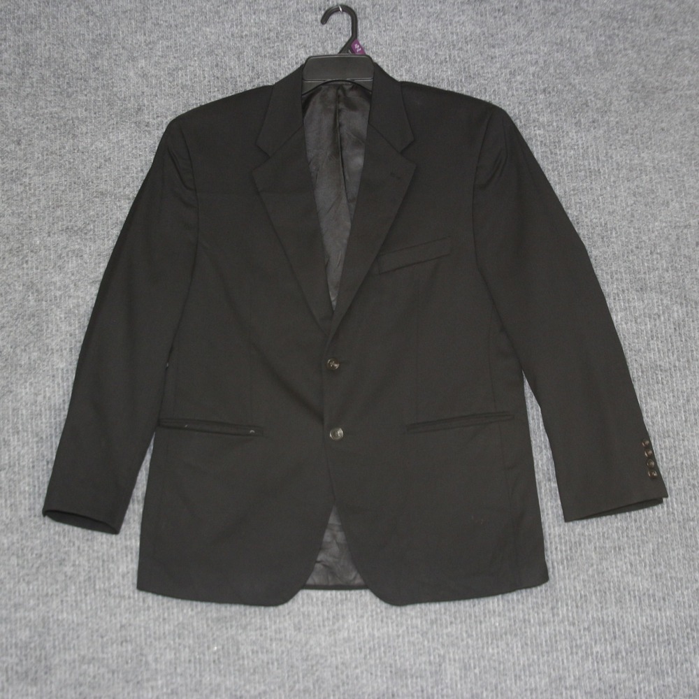 CHAPS Blazer Mens 44R Black Wool Blend Suit Jacket Sport Coat Formal Wear‎